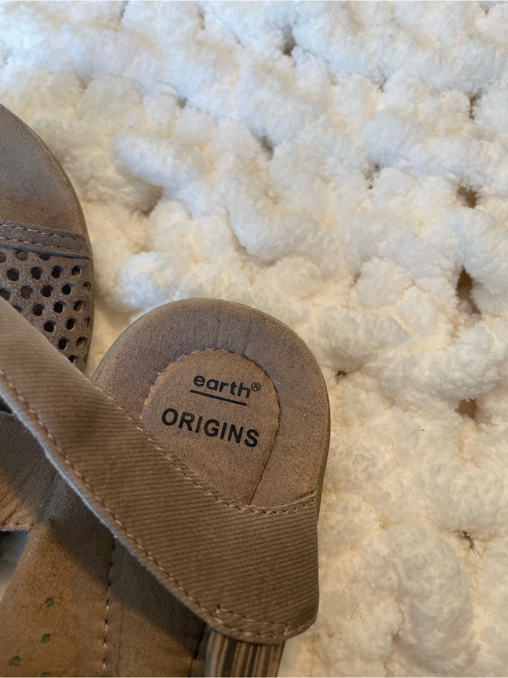 Earth Origins Taupe Slip-On Perforated Comfort Sandals